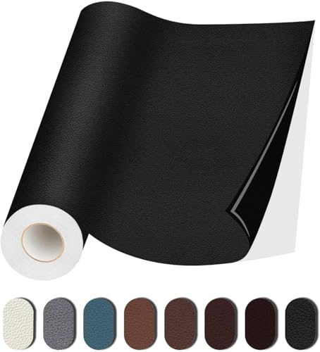 MICTER Leder Patch Selbstklebend, 40 x 300cm Kunstleder Selbstklebend, Leder Reparatur Kit für Möbel, Sofa, Autositze, Taschen, Leder Reparatur und Renovierung (Schwarz)