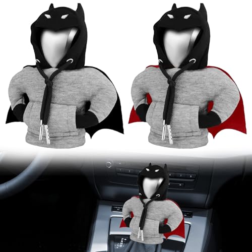 SNONESIY 2 Stück Schaltknauf Hoodie, Batman-Umhangformen, Einfach und Bequem zu Installieren, Geeignet für Eine Vielzahl von Autoschalthebeln