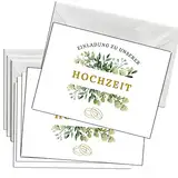 Briefzauber 12x Einladungskarten mit 12x Umschlägen | Hochzeitsfeier, Ehe | Din A6 Set mit Einfüllhilfen | Motiv: Blumig