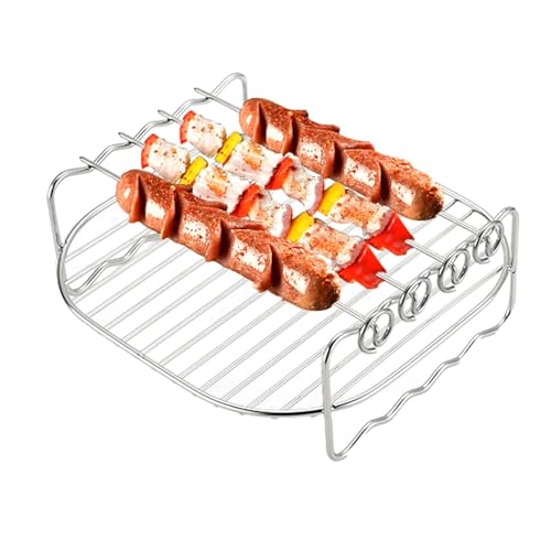 Grillrost Für Heißluftfritteuse, Heißluftfritteuse Grillrost, Luftfritteusen-Gestell 6, 7, 8 Zoll, Mehrzweck-Airfryer-Zubehör Mit Spießen, Grillständer Aus Edelstahl Zum Braten Und Kochen,6, 7, 8 Zoll