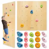 Mamabrum Holzkletterwand für Kinder mit 15 Griffen - 3 Montagepaneele mit Verstellbarkeit - Für Kinderzimmer - Max 100 kg - Ab 3 Jahre - Aktiver Homespaß