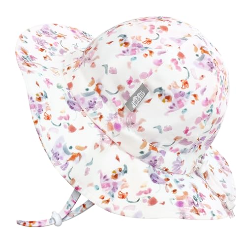 Jan & Jul Mädchen Baumwoll-Sonnenhut, Sommerstrandhut mit Kinnriemen für Kleinkinder (Pretty Petals, L: 2-5 Jahre)