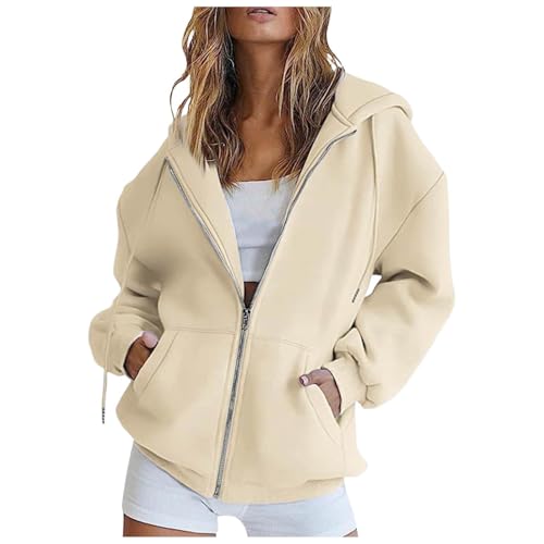 KJameas Hoodie Damen Sweatjacke 2025 Kapuzenjacke Herbst Winter Lang Sweatshirt Kapuzenpullover Mit Kapuze Reißverschluss Mantel Oversize Pullover