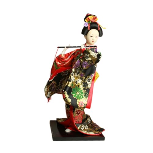 JISADER Japanische Geisha-Kimono-Puppe, asiatische Kabuki-Figur, Sammlerstatuette für das Wohnzimmer im Laden, Flöte
