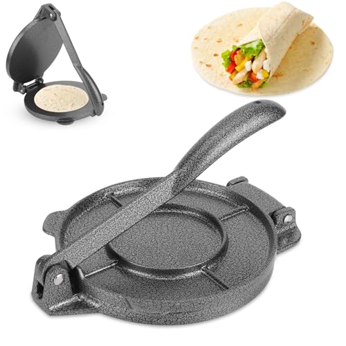 Tortilla Press, 6,5 -Zoll -Aluminiumlegierung Tortilla und Roti Maker Tortilla Maker Quesadilla Maker Burrito Maker Empanada Press Rotimatic Roti Maker mit faltbarem Griff für Teigentortillas