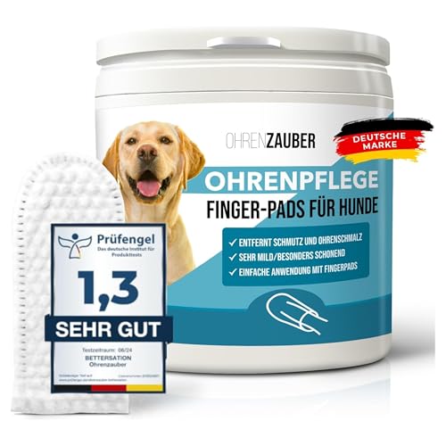 Bettersation Ohrreiniger Ohrpflege Fingerpads für Hunde & Katzen [50 Stück]- pflegt & schützt zuverlässig- Ear Wipes Ohrenreiniger Fingerlinge f. Ohrenentzündung Ohrenpflege Hygiene bei Hund Katze