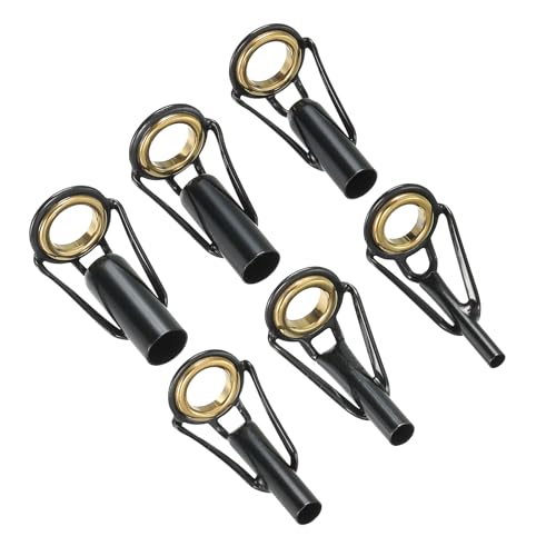 PATIKIL 2-6mm Angelrute Spitze Reparatur Kit 6Stk Edelstahl Pfahl Ring Leitfaden Ersatz für Salzwasser Süßwasser Fischen Golden
