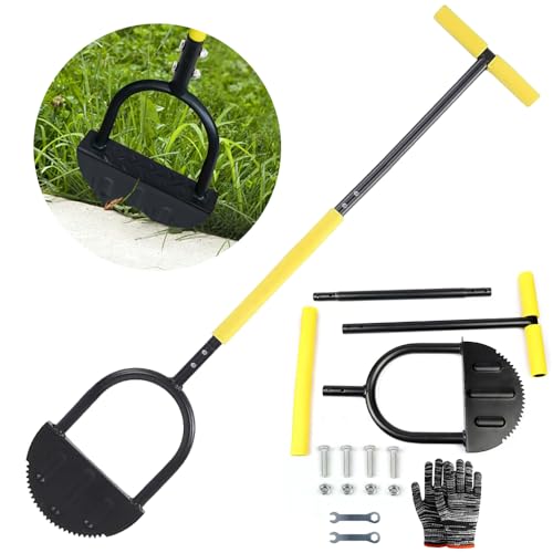Rasenkantenstecher mit Stiel 107 cm, Sägezahn-Rasenkantenschneider, Kantenstecher Rasen mit T-Griff, Kantenschneider, Rasenabstecher, Lawn Edging Tool, Kantenmesser, für Gehwege,Gartenkanten