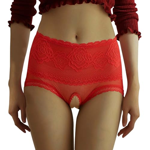 SRZYMJ Unterwäsche Frauen Set Große Größen Spitze Tangas Strings & Tangas Panties Seamless Unterhosen Mit Loch Panties & Hipsters Weiß Taillenslip Microfaser Große Größen Slip Damen Brazilian
