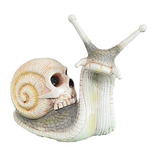 Schädel Schnecke Statue Halloween Garten Ornamente Schädel Skulptur Gothic Kreative Harz Handwerk Dekofigur Schnecke Halloween Schädel Schnecke Statue (Hellbraun)