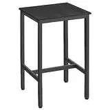 VASAGLE Bartisch, Stehtisch, Küchentisch, hoch, mit Stahlgestell, 60 x 60 x 92 cm, einfache Montage, für Küche, Wohnzimmer, Industrie-Design, ebenholzschwarz-schwarz LBT025B56