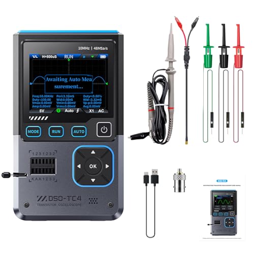 DEWIN Oszilloskop, 3 in 1 DSO-TC4 Oscilloscope Transistortester Signalgenerator 10 MHz Bandbreite 48 MSa/s Abtastrate
