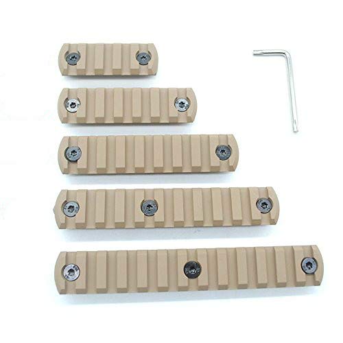 Trirock 5-Pack TAN/FDE keymod Picatinny Rail Sections kit fits Key mod handguard Rail Mount System - 5,7,9,11,13 Slots
