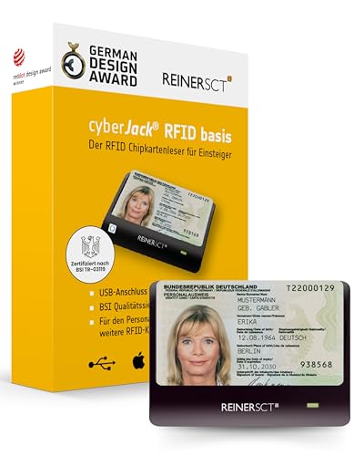 REINER SCT cyberJack RFID Chip-Kartenleser basis | Für den neuen Personalausweis (nPA) Schwarz