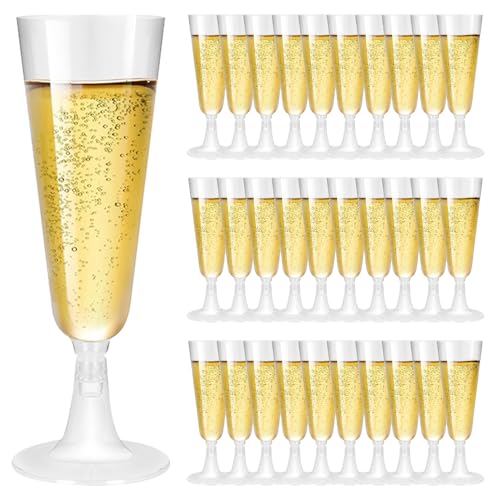 lbxtswpl Sektgläser Plastik, 30 Stück Transparent Sektglas, 150 ML Weingläser Cocktailgläser Mehrweg Plastik Sektkelch für Hochzeiten Geburtstage Partys