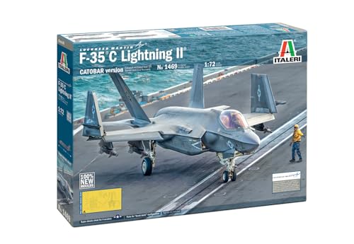 Italeri 1469 1:72 F-35C Lightning II - Modellbau, Bausatz, Standmodellbau, Basteln, Hobby, Kleben, Plastikbausatz, detailgetreu, Militär Bausatz, Molded Color