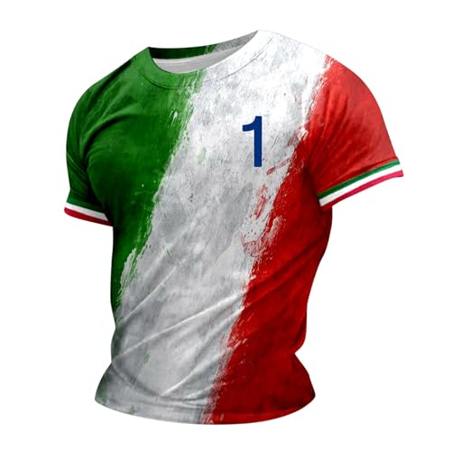 Herren-Shirt mit Italien-Motiv und Nummern-Print, lässiger Rundhalsausschnitt, Grafik, Übergröße, Bedruckt, einfarbig, kurzärmelig Ski Gadgets (Grey, M)