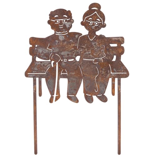 BOFUNX Altes Pärchen Roststecker Oma & Opa Gartenstecker Rost Gartendeko Weihnachtsdeko Gartendeko Rost Deko für Advent Weihnachten Garten Terrasse Balkon