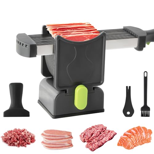 KINGHON Fleischschneider, Meat Slicer Dicke Einstellbar 2 oder 4 mm, Fleischschneidemaschine Edelstahl Mit Saugnapfboden, Fleisch Schneidemaschine für Rindfleisch Schweinefleisch Lachs