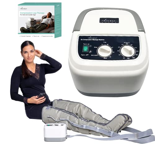 Edicare, Lymphdrainage Gerät, für Beine, Füße, Arme und Unterleib, Massagegerät, Einfaches Einstellbar und Anwendung, 6 Luftkammern, professionelle Wirksamkeit (Gerät und Beinschlaufen)