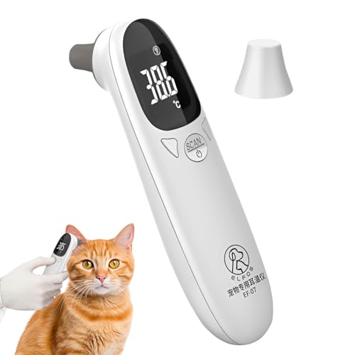 Haustier-Thermometer, Präzises Fiebererkennungsgerät,Tierthermometer Für Katzen,Hundeohrthermometer,Vet Tech Thermometer Schnelle Und Genaue Temperaturerkennung, Veterinärthermometer Für Haustiere