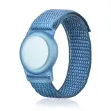 Nylon Airtag Armband Kinder, AirTags Weiche Silikon-Uhrenarmbänder, Nylon Bracelet für AirTag, GPS-Tracker-Uhrenarmband, Anti-Kratz-Schutz für die Positionierung des Airtag-Tracking-Armbands (Blau)