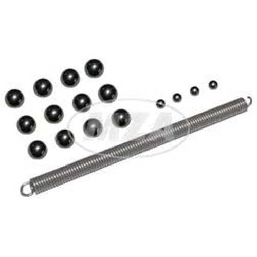 SET Kugelsatz aus Ø4 und Ø7mm-Stahlkugeln, Schnurfeder zur Antriebswelle für S51, S70, SR50, SR80