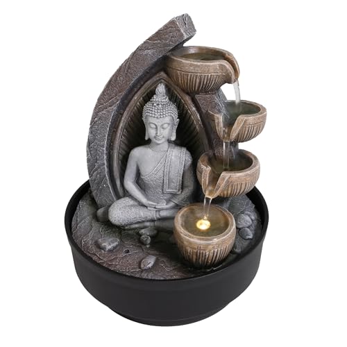 Zimmerbrunnen Buddha (Motiv Dhyana rund)