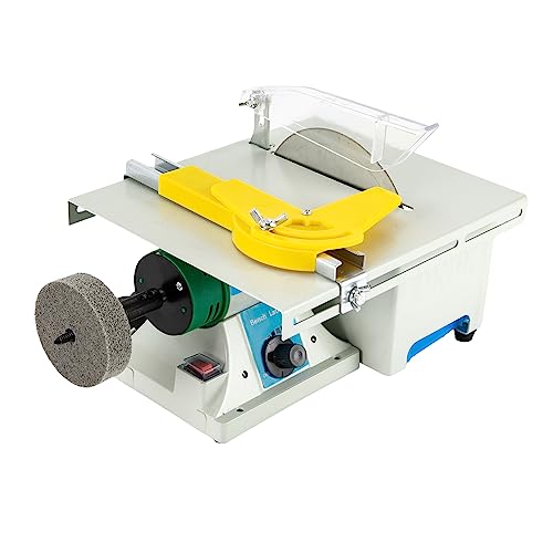 DCSYOG 750W Edelstein-Polierschleifmaschine, 5-in-1 Tischkreissäge 800-10000rpm DIY Schmuck Lapidary Säge, Mini Tischsäge für Polieren, Schneiden, Polieren, Schleifen und Schnitzen