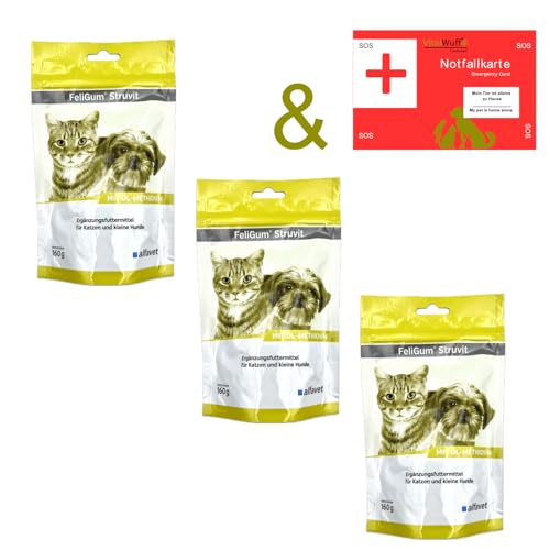 Alfavet FeliGum Struvit 3x160g Hund Katze unterst. Auflösung von Struvitsteinen