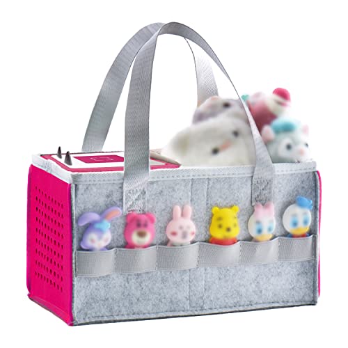 REEKNOKOL Tragetasche für Toniebox-Starterset und Zubehör, Filz-Organizer-Tasche für Tonies-Figur und Toniebox, Reise-Tonies-Tragetasche mit Griff für Toniebox & Zubehör (Rosa)