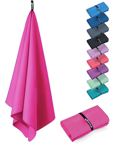 Fit-Flip Microfaser Handtücher - kompakt und leicht - Mikrofaser Handtuch schnelltrocknend - als Reisehandtuch, Sporthandtuch, Strandtuch - Badetuch groß (1x 80x40cm, Deep Pink)