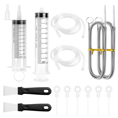 2 Sets Kühlschrank Abflussloch Reinigungsset,Wiederverwendbar Kühlschrank Bürste,Reinigung Set mit Schlauch+Spritze+Enteisungsschaufeln+Kolben+Kühlschrank Abfluss Reinigungsbürste für Küche