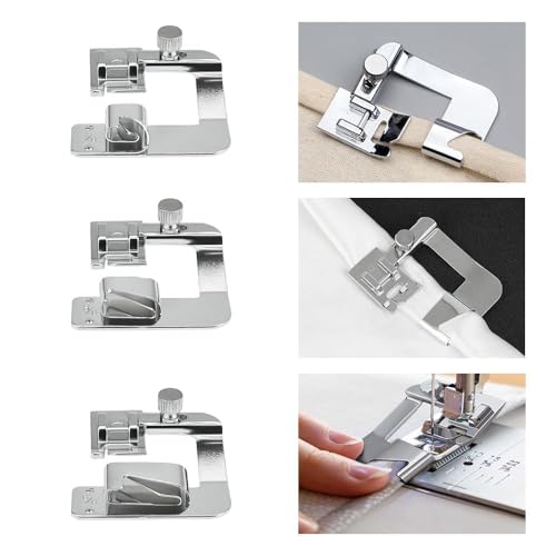 QINERSAW 3 Stücke Nähfüße für Nähmaschine Saumfuss Presser Fuß für Nähmaschine Nähmaschinenfüße Rollsaumfuß