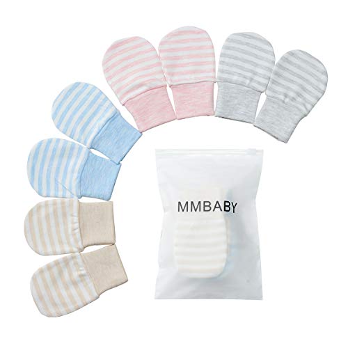 4 Paare Neugeborenen Handschuhe,Babyhandschuhe aus Baumwolle als Neugeborenen Handschuhe, No Scratch Fäustlinge Handschuhe Babyhandschuhe Keine (0-6 Monate, 4 Packstreifen)
