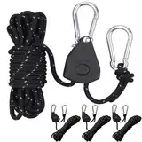 4 Stück 13ft/4M Reflektierend Abspannseile Seil mit Seilspanner, Ø 4mm Einstellbare Seil Ratsche Rope Seilratsche mit Haken, Paracordseil Abspannleine Zeltseil Zeltschnur für Zelt Zeltplane Camping