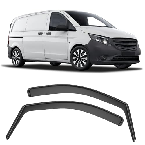 GEARMONSTER Windabweiser kompatibel mit Mercedes Vito 2016-2023 Autofenster Regenschutz Regenabweiser Integrierte Deflektoren Integrierter Windabweiser, 2 Stück, Schwarz
