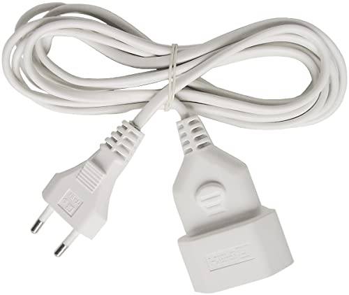 Brennenstuhl Kunststoff-Verlängerungskabel (Verlängerungskabel für den Innenbereich, 3m Kabel, mit Euro-Stecker und Kupplung) weiß