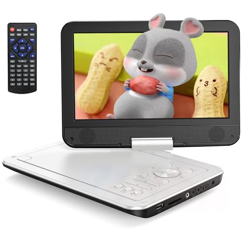 YOTON 12,5" tragbarer DVD-Player mit 10,5" HD-Drehbildschirm für Auto, inkl. Autoladegerät, Netzteil, Akku, USB/SD-Karten & TV-Sync, Weiß [Blu-ray Nicht unterstützt]