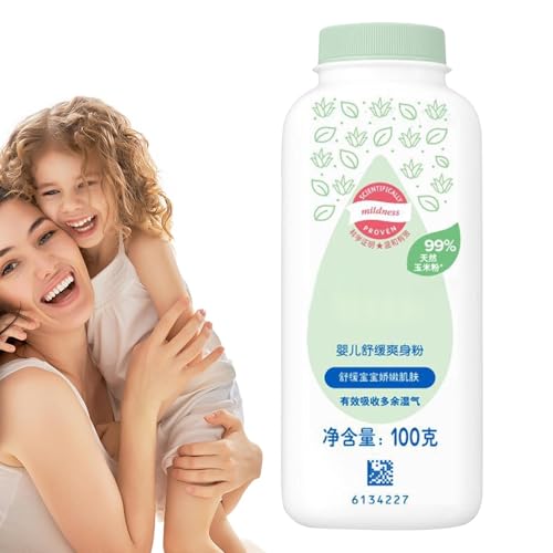 Dreuhuing Maisstärke-Pulver für den Körper – 100 g Bio-Pflanzen-Inhaltsstoffe Pulver für Kinder – natürlich gewonnene Maisstärke feuchtigkeitsabsorbierendes, kühlendes und beruhigendes Pulver
