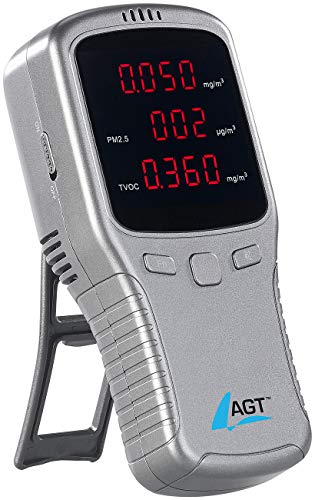 AGT Feinstaubmessgerät: 5in1-Akku-Feinstaub-Messgerät für HCHO, PM1/2,5/10 und TVOC (Feinstaubmessgerät Test, Feinstaubmesser, Luftreiniger)