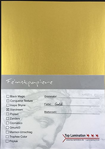 100 Blatt DIN A4 gold glitzerndes Papier bedruckbar 120g/m² komplett durchgefärbt - edles Papier 210x297 mm