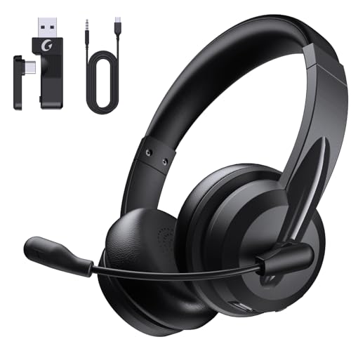 syndesmos Headset mit Mikrofon Bluetooth, Verstellbares Kopfband Headset PC, Unterstützt 2,4 G/Bluetooth V5.3/Kabelgebundene Verbindung, für Telefon, Tablette, CallCenter, Büro, Treffen, Geschäft