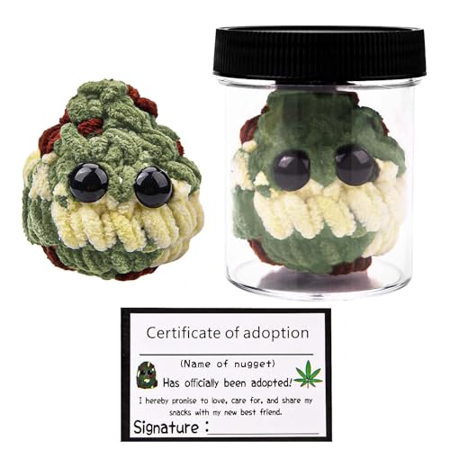 Adopt Me Weed Nugget Plushie, Weed Block Stofftier, Gehäkelte Ornament-Plüschtiere mit Ermutigungskarten, Glücksgeschenk, Geburtstagsgeschenk für einen Freund, Geschenke für Männer