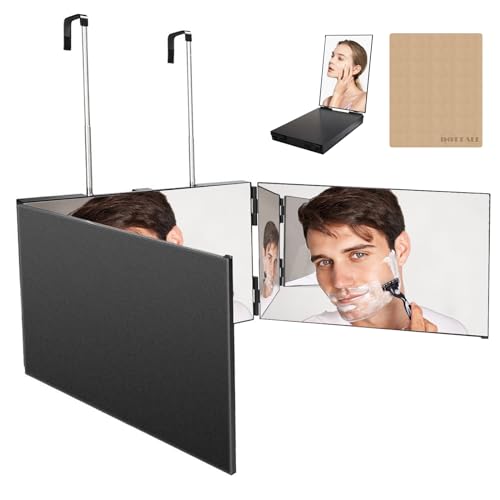 Dottall 360 Grad Spiegel, 3 Wege Spiegel mit Haken, Verstellbarer Kosmetikspiegel Rasierspiegel Friseurspiegel für Badezimmer Schlafzimmer Dusche Rasieren Styling Schneiden