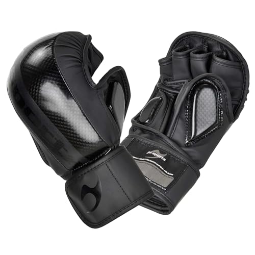 Ju-Sports MMA Sparring Handschuhe Carbon - Assassin schwarz, PU I Allkampf/MMA Handschuhe mit Handrückenpolster I Robuster Daumen- & Ballenschutz fürs Training I Größe XL