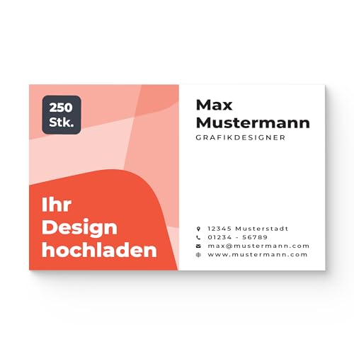 Cimpress personalisierte Visitenkarten für Unternehmen, mit Logo oder Foto, mattes Finish 85×55 mm, rechteckig, für Marketing, Netzwerke, Geschäftsinhaber, 250 Stück