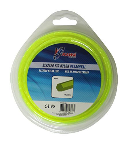 Kawapower KW100-84 Nylonfaden für Rasentrimmer 3MM 15MT Sechskant