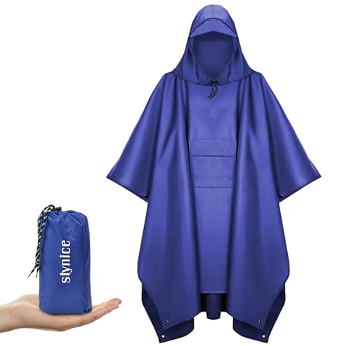 Stynice Leicht Wasserdicht Regenponcho Herren & Damen - Mehrzweck Regenjacke Outdoor mit Kapuze Faltbare Tasche für Camping Wandern Hikking - Atmungsaktive 3in1 Regencape