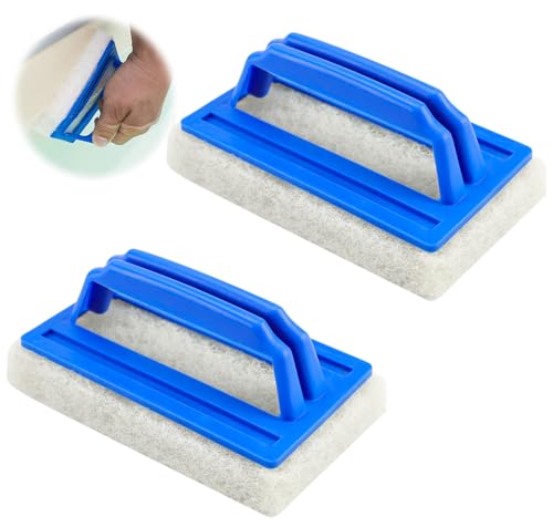 Aohcae 2 Stück Pool Bürsten Set Pool Schwamm Bürsten Kunststoff Schwimmbad Bürste Poolreinigung Handschrubber Schwimmbad Bürste mit Griff Schwamm Algenbürste